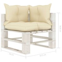 vidaXL Garten-Paletten-Ecksofa mit Creme-Kissen Holz