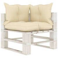 vidaXL Garten-Palettensofa 2-Sitzer mit Creme-Kissen Holz