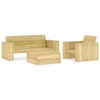 vidaXL 3-tlg. Garten-Lounge-Set Kiefernholz Imprägniert