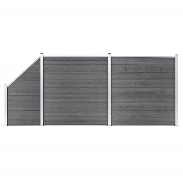 vidaXL WPC Zaun-Set 2 Quadrate + 1 Schr&auml;ge 446x186 cm Grau