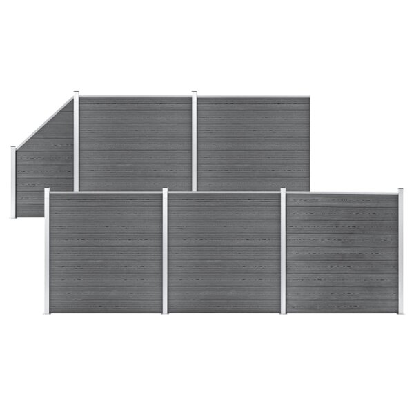 vidaXL WPC Zaun-Set 5 Quadrate + 1 Schr&auml;ge 965x186 cm Grau