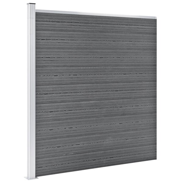 vidaXL WPC Zaun-Set 6 Quadrate + 1 Schr&auml;ge 1138x186 cm Grau