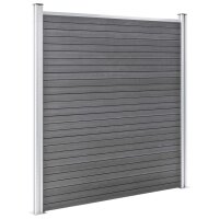 vidaXL WPC Zaun-Set 6 Quadrate + 1 Schr&auml;ge 1138x186 cm Grau