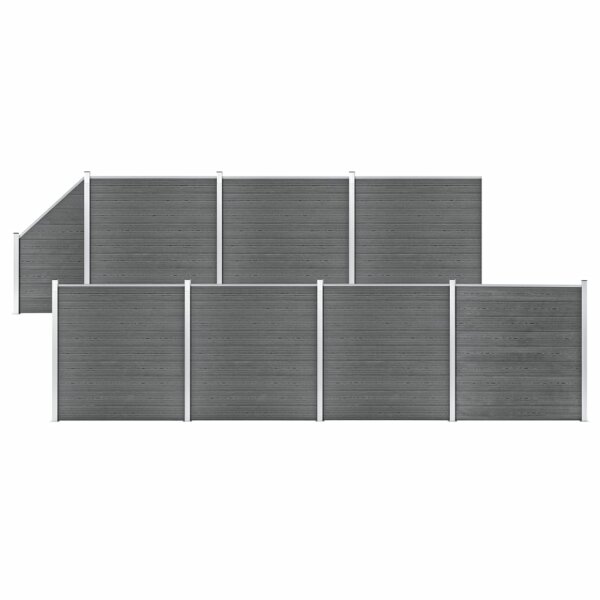 vidaXL WPC Zaun-Set 7 Quadrate + 1 Schr&auml;ge 1311x186 cm Grau