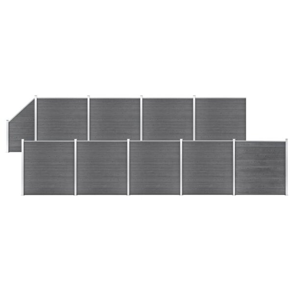 vidaXL WPC Zaun-Set 9 Quadrate + 1 Schr&auml;ge 1657x186 cm Grau