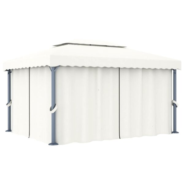 vidaXL Pavillon mit Vorhang 4x3 m Cremewei&szlig; Aluminium