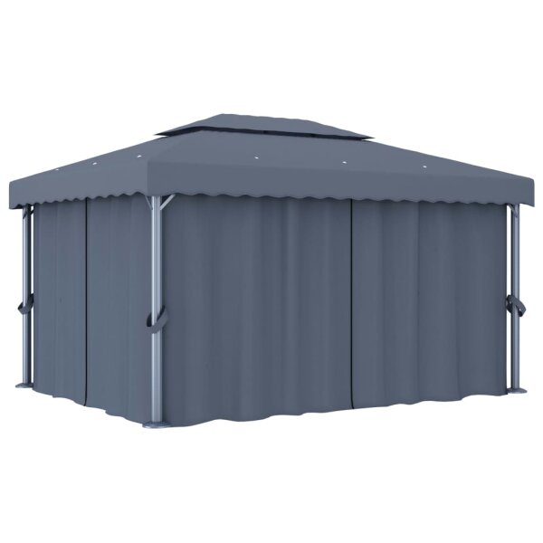 vidaXL Pavillon mit Vorhang 4x3 m Anthrazit Aluminium