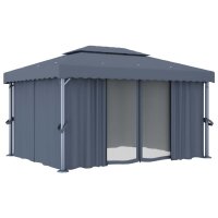 vidaXL Pavillon mit Vorhang 4x3 m Anthrazit Aluminium