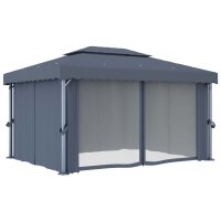 vidaXL Pavillon mit Vorhang 4x3 m Anthrazit Aluminium