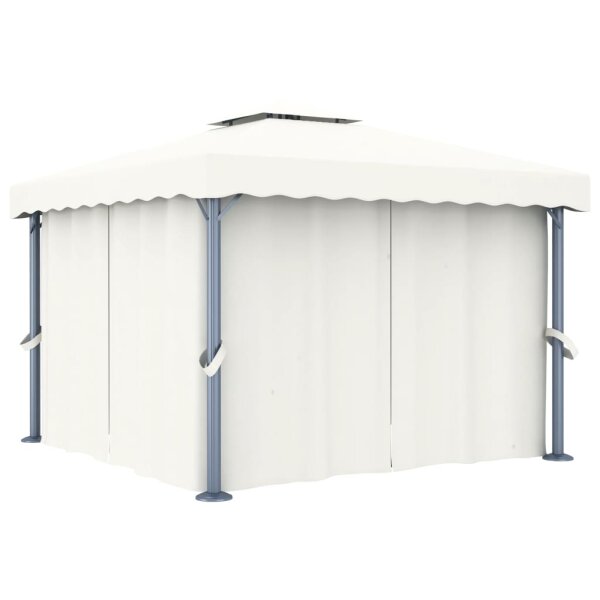 vidaXL Pavillon mit Vorhang 3x3 m Cremewei&szlig; Aluminium