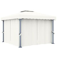 vidaXL Pavillon mit Vorhang 3x3 m Cremewei&szlig; Aluminium