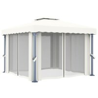 vidaXL Pavillon mit Vorhang 3x3 m Cremewei&szlig; Aluminium