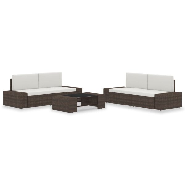 vidaXL 5-tlg. Garten-Lounge-Set Poly Rattan Braun