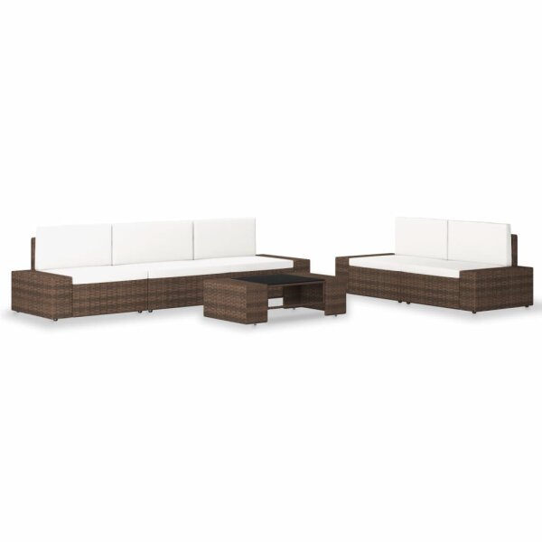 vidaXL 6-tlg. Garten-Lounge-Set Poly Rattan Braun