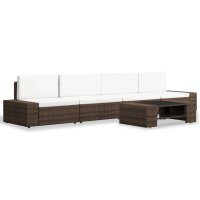 vidaXL 5-tlg. Garten-Lounge-Set Poly Rattan Braun