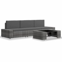 vidaXL 4-tlg. Garten-Lounge-Set Poly Rattan Grau