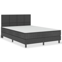 vidaXL Boxspringbett Dunkelgrau Stoff 140x200 cm