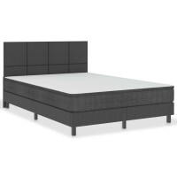 vidaXL Boxspringbett Dunkelgrau Stoff 160x200 cm