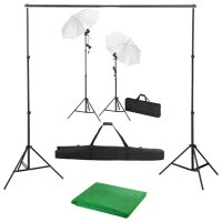 vidaXL Fotostudio-Set mit Hintergrund, Leuchten und Schirmen