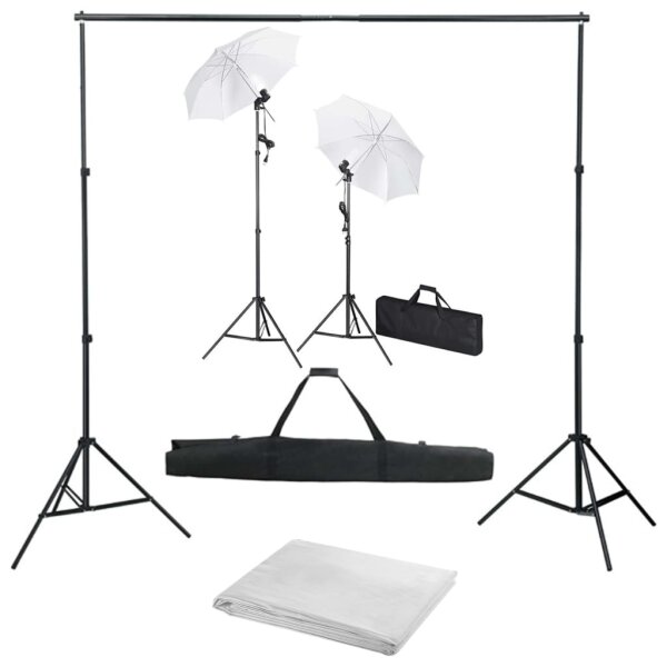 vidaXL Fotostudio-Set mit Hintergrund, Leuchten und Schirmen