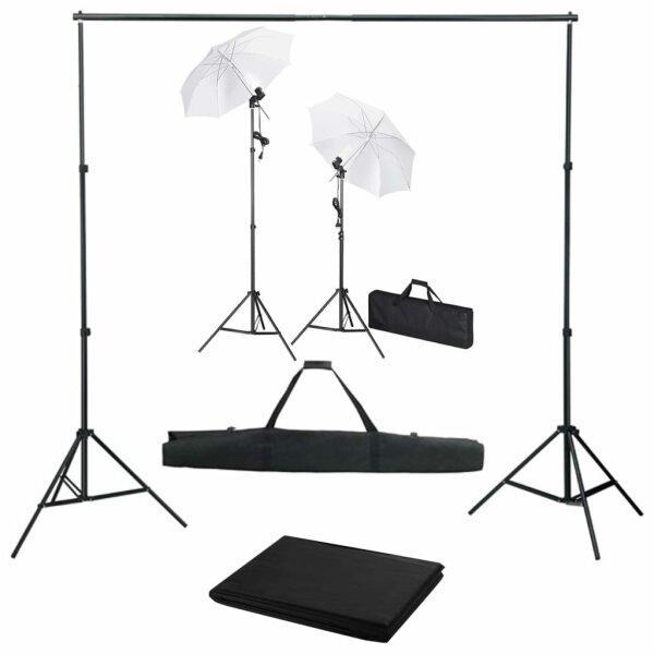 vidaXL Fotostudio-Set mit Hintergrund, Leuchten und Schirmen