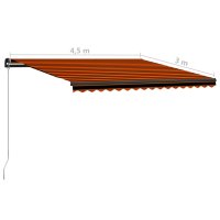 vidaXL Einziehbare Markise Handbetrieben LED 450x300cm Orange Braun