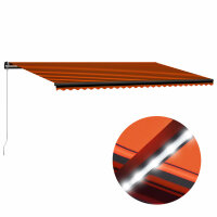 vidaXL Einziehbare Markise Handbetrieben LED 600x300cm Orange Braun