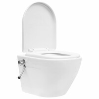 vidaXL Wand-WC ohne Sp&uuml;lrand mit Einbau-Sp&uuml;lkasten Keramik Wei&szlig;