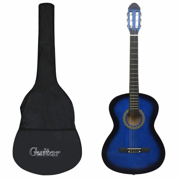 vidaXL Klassikgitarre f&uuml;r Anf&auml;nger mit Tasche Blau 4/4 39&quot;