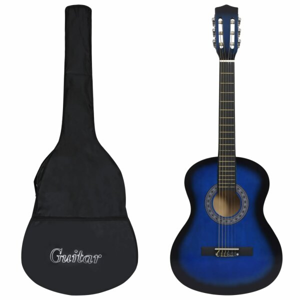 vidaXL Klassikgitarre f&uuml;r Anf&auml;nger mit Tasche Blau 3/4 36&quot;