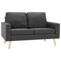vidaXL 2-tlg. Sofagarnitur Stoff Dunkelgrau