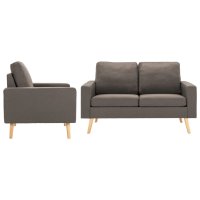 vidaXL 2-tlg. Sofagarnitur Stoff Taupe