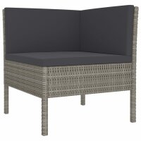 vidaXL 4-tlg. Garten-Lounge-Set mit Auflagen Poly Rattan Grau