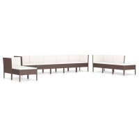 vidaXL 10-tlg. Garten-Lounge-Set mit Auflagen Poly Rattan Braun