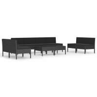 vidaXL 10-tlg. Garten-Lounge-Set mit Auflagen Poly Rattan Schwarz