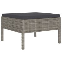 vidaXL 6-tlg. Garten-Lounge-Set mit Auflagen Poly Rattan Grau