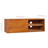 vidaXL Wand-TV-Schrank 180x30x30 cm Teak Massivholz