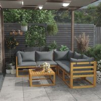 vidaXL 6-tlg. Garten-Lounge-Set mit Auflagen Massivholz...