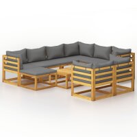 vidaXL 10-tlg. Garten-Lounge-Set mit Auflagen Massivholz...