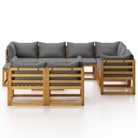 vidaXL 10-tlg. Garten-Lounge-Set mit Auflagen Massivholz Akazie