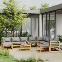 vidaXL 11-tlg. Garten-Lounge-Set mit Auflagen Massivholz Akazie