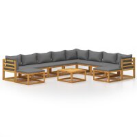 vidaXL 11-tlg. Garten-Lounge-Set mit Auflagen Massivholz Akazie