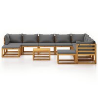 vidaXL 11-tlg. Garten-Lounge-Set mit Auflagen Massivholz Akazie