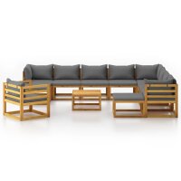 vidaXL 12-tlg. Garten-Lounge-Set mit Auflagen Massivholz Akazie