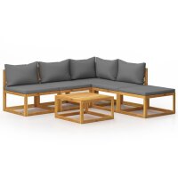 vidaXL 6-tlg. Garten-Lounge-Set mit Auflagen Massivholz Akazie