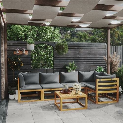 vidaXL 6-tlg. Garten-Lounge-Set mit Auflagen Massivholz Akazie