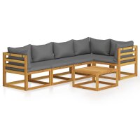 vidaXL 6-tlg. Garten-Lounge-Set mit Auflagen Massivholz Akazie