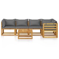 vidaXL 6-tlg. Garten-Lounge-Set mit Auflagen Massivholz Akazie