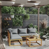 vidaXL 5-tlg. Garten-Lounge-Set mit Auflagen Massivholz...