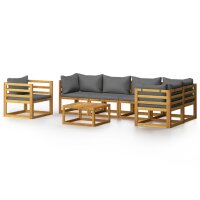 vidaXL 7-tlg. Garten-Lounge-Set mit Auflagen Massivholz Akazie